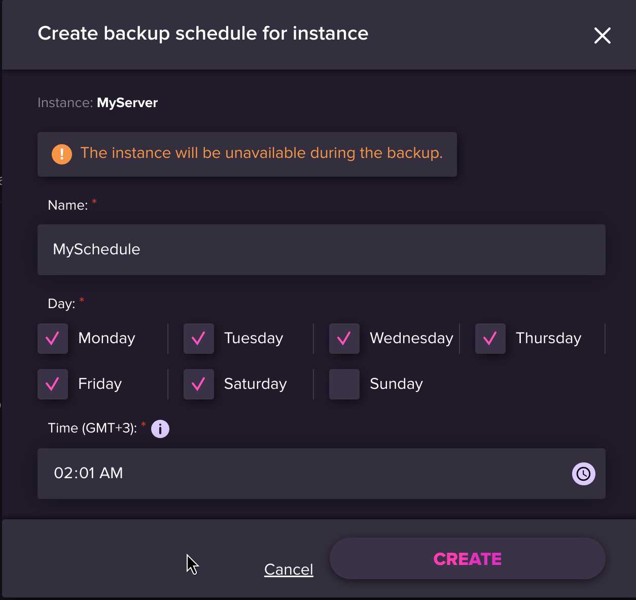 API - Interakcja z Backup Schedule - 2