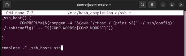 SSH komandų automatinio užpildymo konfigūracija iš failo .ssh/config-5