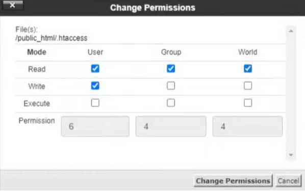 CPanel: изменения прав на файлы и папки-3