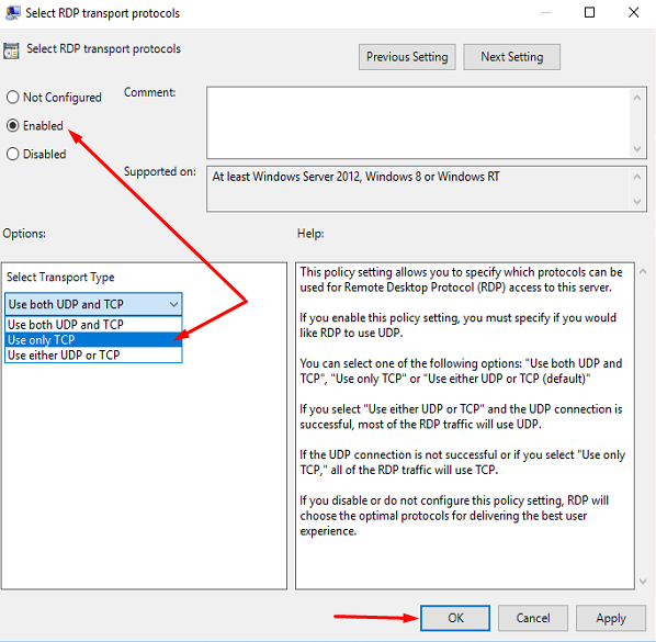 Disable UDP for RDP connections to Windows Server - 9