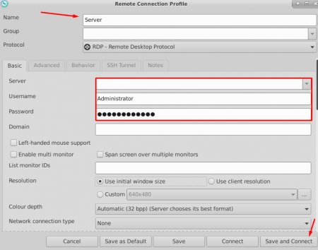 Подключение к серверу по протоколу RDP на Linux с помощью Remmina - 4
