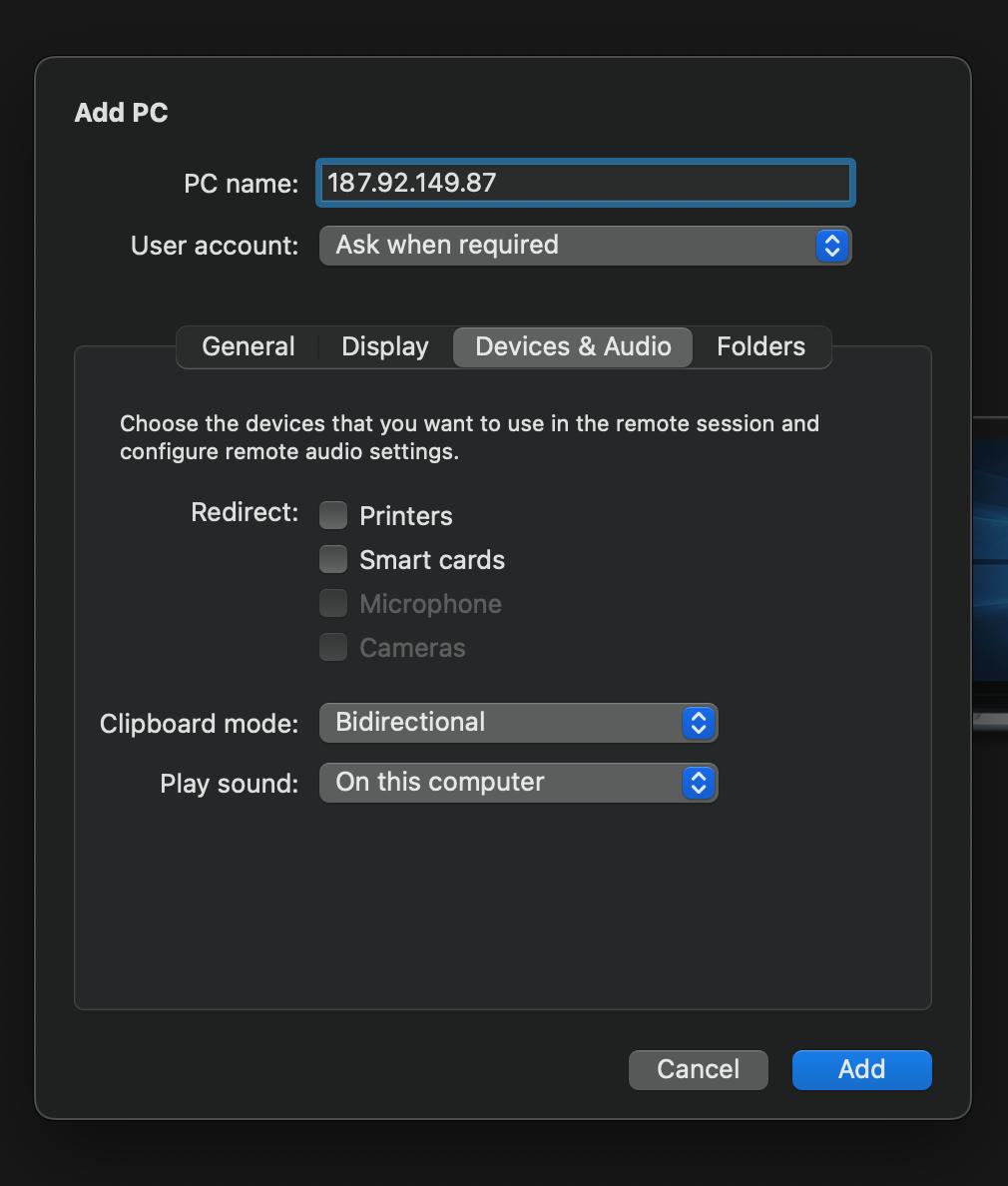 Windows Remote Desktop Connection on Macbook - 13
