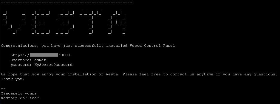 Installing the VestaCP panel - 4