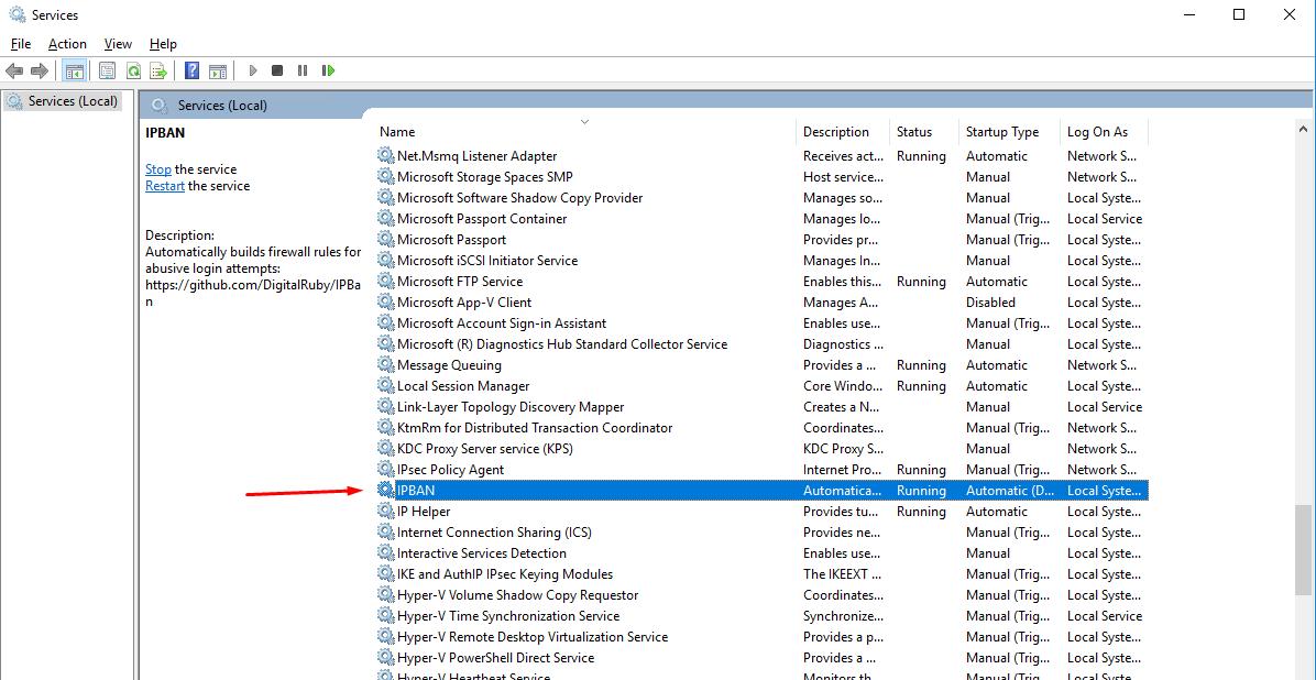 Protecting an RDP connection against bruteforce with IPBan - 7