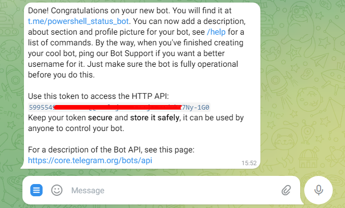PowerShell: Отправка сообщений в Telegram - 2
