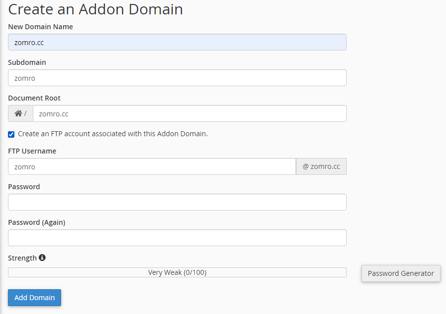 How to create and delete an additional domain in cPanel? - 2