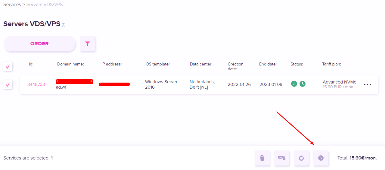 How to renew the virtual server service in the new billing - 2
