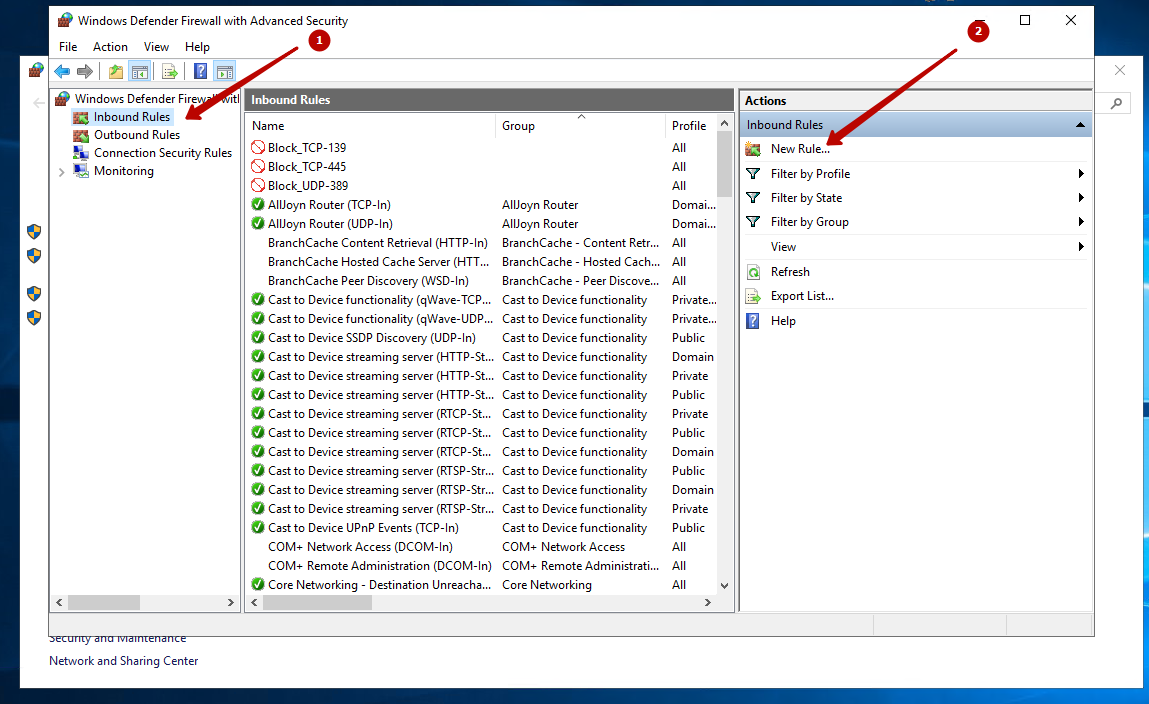 How to add a rule to Windows Server 2012, 2016, 2019 Firewall - 3