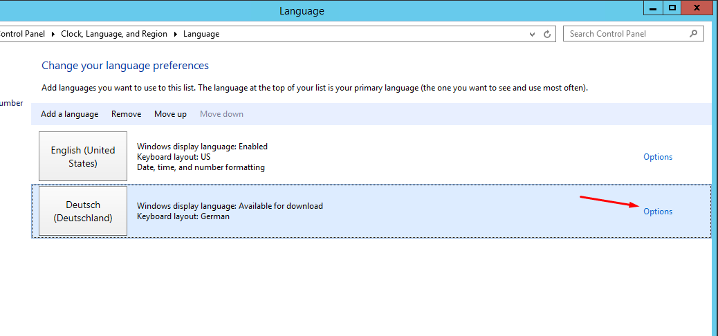 How to change language in Windows 2012 - 7