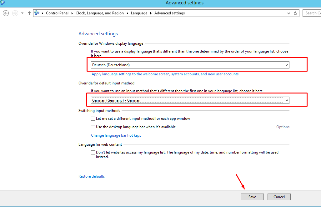 How to change language in Windows 2012 - 11