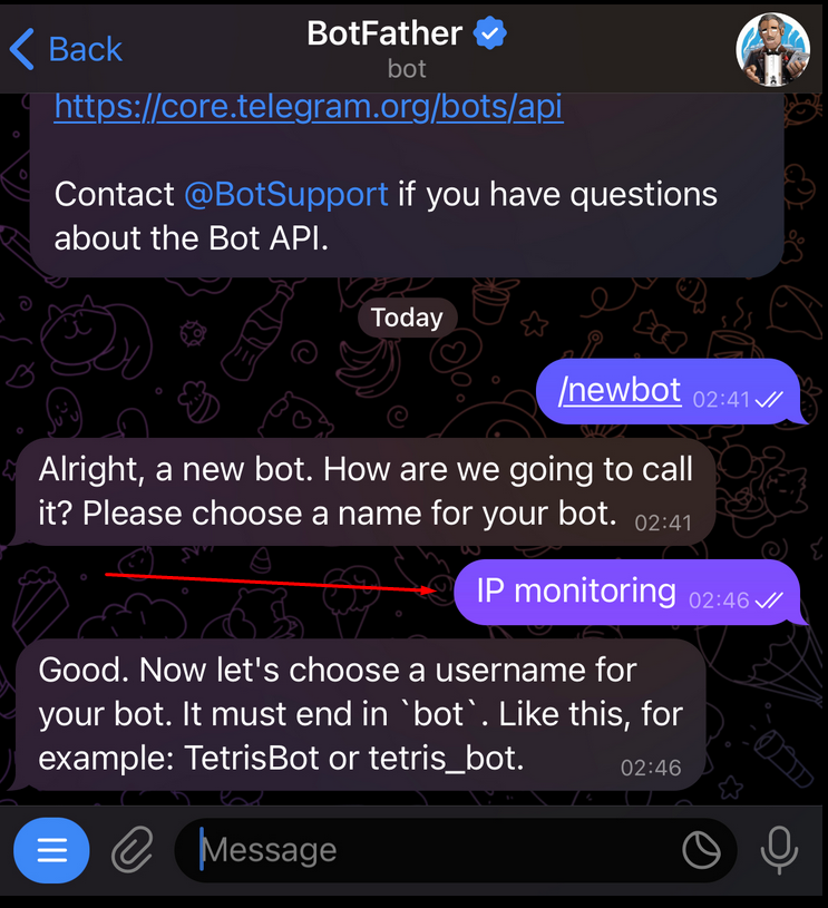 How to create a telegram bot for monitoring remote hosts - 3