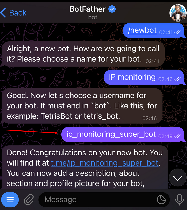 How to create a telegram bot for monitoring remote hosts - 4