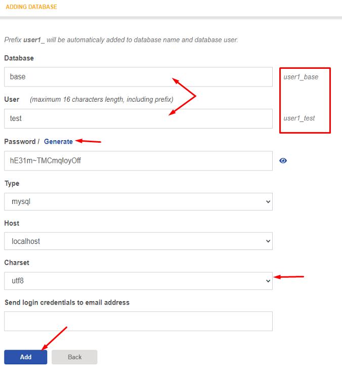 Adding a database to the VestaCP panel - 2