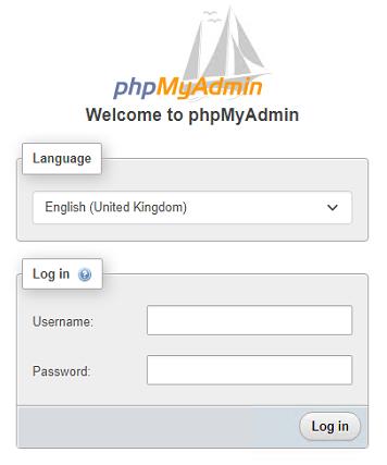 phpMyAdmin login