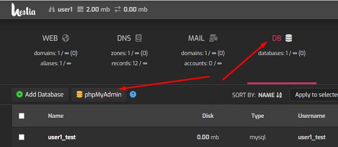 Как попасть в phpMyAdmin из популярных панелей управления сервером - 5