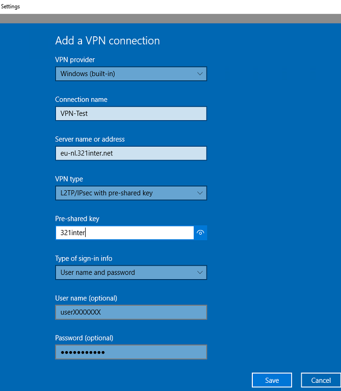 Configuring a VPN connection via L2TP/IKEv2 protocols on Windows - 3